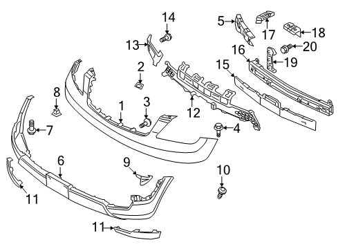 2009 Kia Borrego Front Bumper Air Dam Assembly-Front Side Diagram for 865812J000