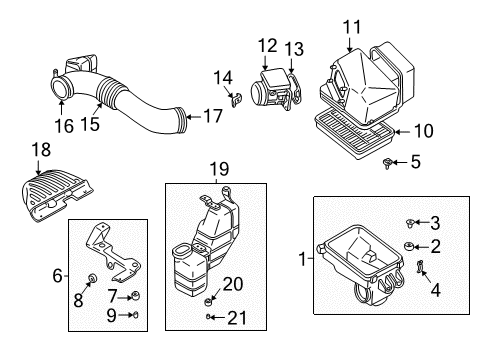 2003 Mitsubishi Eclipse Filters Fresh Air Intake Duct Diagram for MR355476
