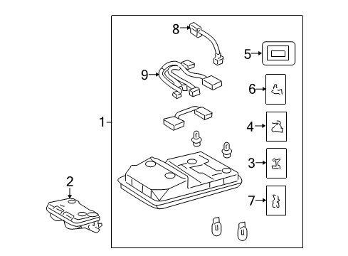 2013 Toyota 4Runner Traction Control Components Overhead Console Diagram for 8126035091B0