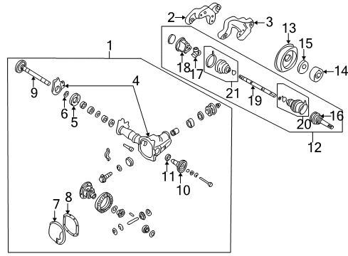 2001 Infiniti QX4 Carrier & Front Axles Shaft Sub Assy-Front Drive Diagram for 392040W080