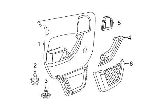 2018 Jeep Wrangler JK Interior Trim - Rear Door Panel-Rear Door Trim Diagram for 1PJ12DX9AA