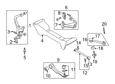 1999 Hyundai Sonata Rear Suspension Components, Lower Control Arm, Upper Control Arm, Stabilizer Bar Bush-Rear Assist Arm Diagram for 5525439000