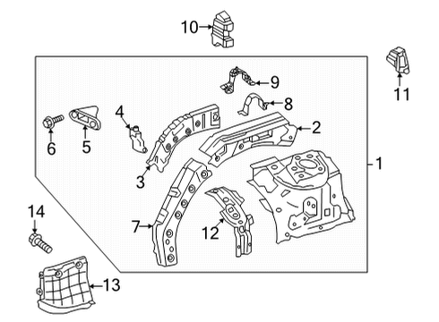2021 Toyota Venza Structural Components & Rails Upper Rail Diagram for 537310R050