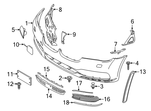 2019 BMW 740i xDrive Front Bumper Trim, Trim Grille Diagram for 51137347382