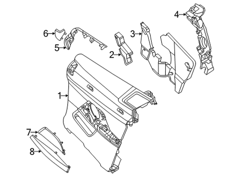 2022 BMW M4 Interior Trim - Quarter Panels LATERAL TRIM PANEL, RIGHT Diagram for 51437883546
