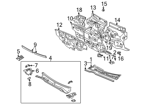 2004 Toyota Camry Cowl Insulator Diagram for 5521006121