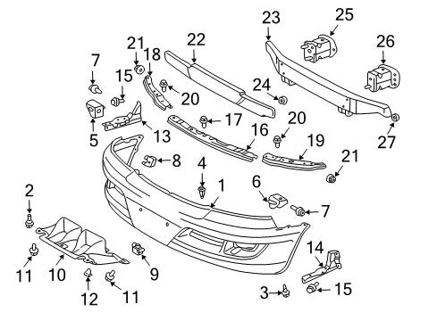 2003 Lexus GX470 Front Bumper Clip Diagram for 9046709185