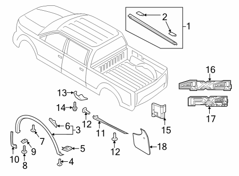 2020 Ford F-350 Super Duty Exterior Trim - Pick Up Box Rear Fender Rear Bolt Diagram for W718368S450B