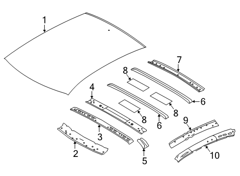 2019 Nissan Maxima Roof & Components Rail-Side Roof, Inner RH Diagram for G63304RAAA