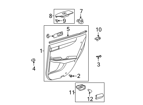 2005 Lexus ES330 Rear Door Rear Door Inside Handle Sub-Assembly, Right Diagram for 6920733040C0