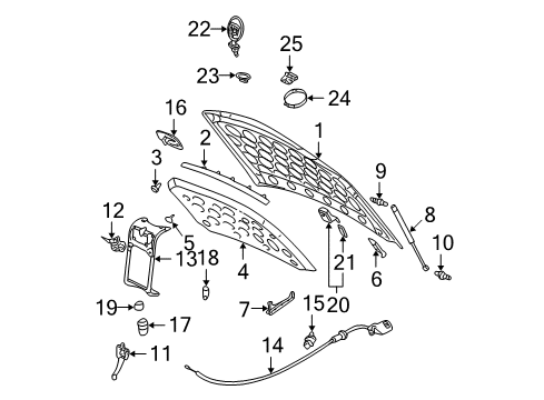 2004 Cadillac DeVille Hood & Components, Exterior Trim Bumper Adjuster Diagram for 22552599