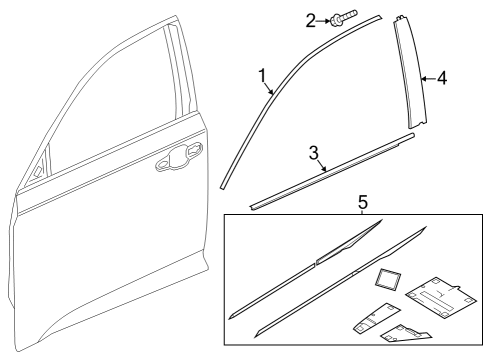 Exterior Trim - Front Door MLDG, FR- L DR SASH Diagram for 72465TVAA11
