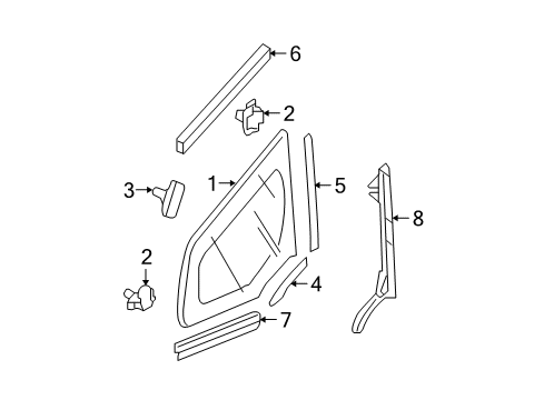 2009 Honda Fit Pillars, Rocker & Floor - Glass & Hardware Rubber, Windshield Dam Diagram for 73334TF0000