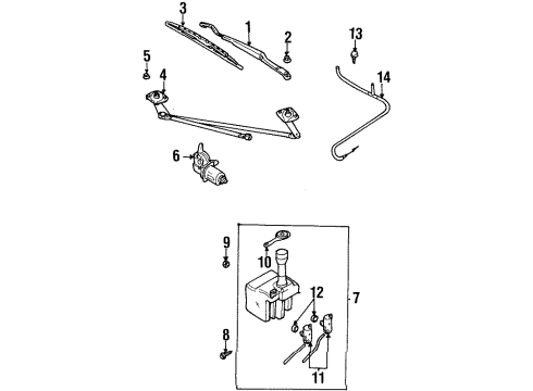 1999 Daewoo Lanos Wiper & Washer Components Motor Nut Diagram for 94515119