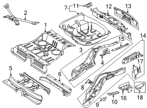 2015 Ford Police Interceptor Utility Rear Floor & Rails Rear Floor Pan Diagram for BB5Z7811215A