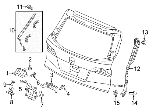 2018 Honda Pilot Lift Gate Damper, Tailgate Dynamic Diagram for 74899TG7A01
