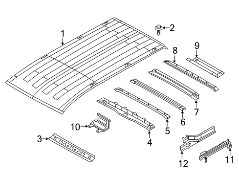 2015 Chevrolet City Express Roof & Components Inner Rail Diagram for 19317103