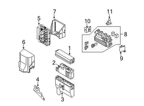 2005 Nissan 350Z Electrical Components Bracket-Relay Box Diagram for 24388AM63A
