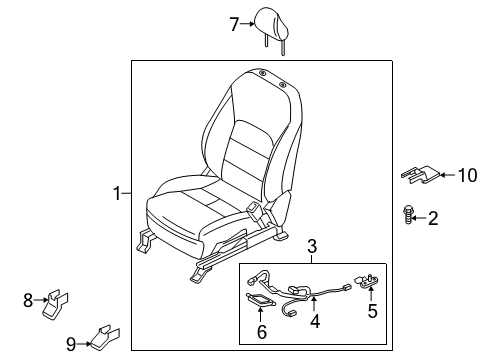 2019 Infiniti QX50  Seat Assembly-Front, RH Diagram for 870005NB0A