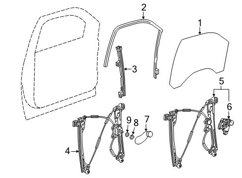 2014 GMC Sierra 1500 Front Door Window Regulator Diagram for 23453651