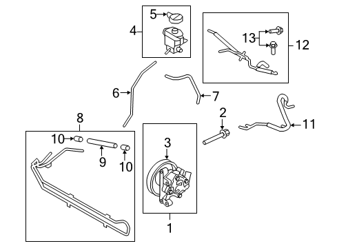 2011 Ford Edge P/S Pump & Hoses, Steering Gear & Linkage Power Steering Pump Mount Bolt Diagram for W714207S437