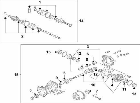 Rear Axle, Axle Shafts & Joints, Differential, Propeller Shaft Boot Kit-Dust, Rear Drive Shaft Repair Diagram for C97416RE0A