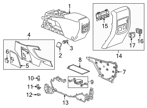 2018 Buick Enclave Center Console Access Cover Cap Diagram for 84016491