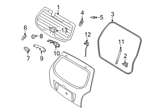 2006 Hyundai Tucson Back Glass Lifter Assembly-Tail Gate Diagram for 817712E000