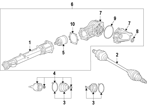 2009 Saturn Outlook Rear Axle, Axle Shafts & Joints, Differential, Drive Axles, Propeller Shaft Propeller Shaft Assembly Diagram for 25995545