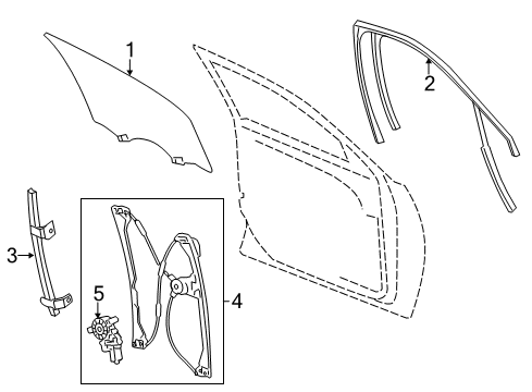2014 Cadillac XTS Front Door Run Weatherstrip Diagram for 22994498