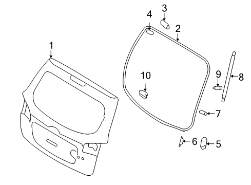 2009 Hyundai Santa Fe Lift Gate Hinge Assembly-Tail Gate Diagram for 797102B000