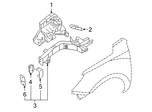 2011 Hyundai Veracruz Inner Components - Fender Bracket Assembly-Fem Mounting, RH Diagram for 647573J200