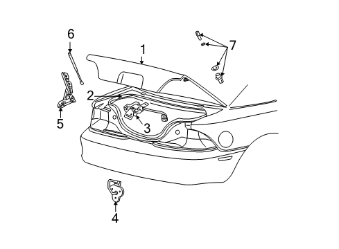 2000 Ford Mustang Trunk Hinge Diagram for F4ZZ6342700A