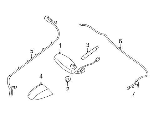 2020 Infiniti QX60 Antenna & Radio Fender Assembly-Sat Ant Diagram for 282433JA0C