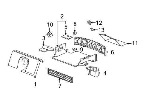 2010 Chevrolet Corvette Interior Trim - Rear Body Cargo Net Diagram for 10321693