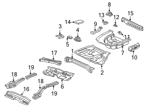 2004 Toyota Camry Rear Body - Floor & Rails Panel Sub-Assy, Rear Floor Side, RH Diagram for 5830533050