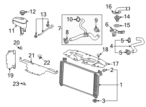 2012 Chevrolet Silverado 1500 Radiator & Components Water Outlet Diagram for 12557563