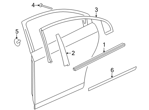 2009 Saturn Aura Exterior Trim - Rear Door Side Molding Diagram for 15804925