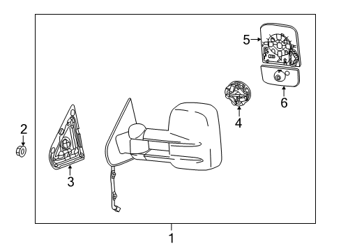 2015 GMC Sierra 1500 Outside Mirrors Mirror Assembly Gasket Diagram for 22928908