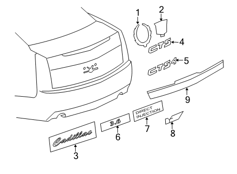 2012 Cadillac CTS Exterior Trim - Trunk Lid Nameplate Diagram for 15851892