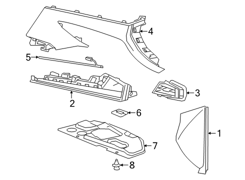 2022 Cadillac XT6 Cluster & Switches, Instrument Panel PANEL ASM-I/P LWR TR *WHEAT Diagram for 85126971