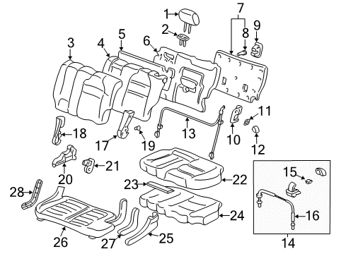 2005 Honda Pilot Rear Seat Components Headrest Assy., Middle *NH361L* (CF GRAY) Diagram for 81340S9VA01ZB