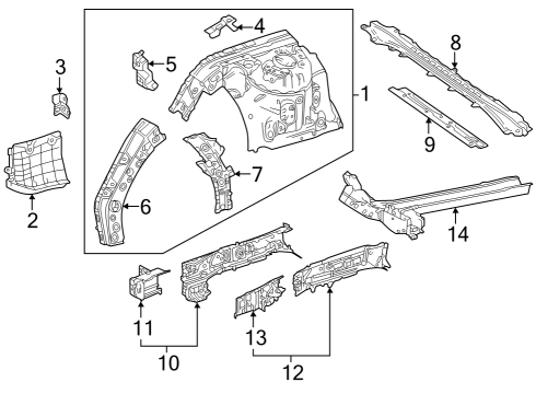 Structural Components & Rails MEMBER SUB-ASSY, FR Diagram for 5702878030