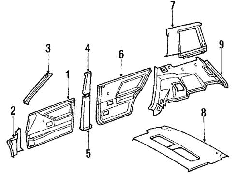 1988 Toyota Tercel Interior Trim Trim Panel Diagram for 676101640006