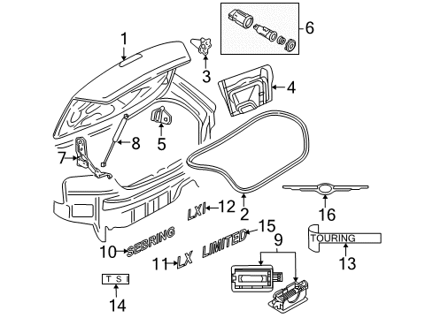 2002 Chrysler Sebring Trunk NAMEPLATE-Lx Diagram for 5113298AA