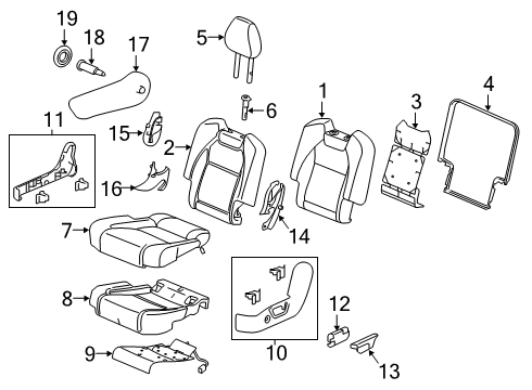 2020 Acura MDX Second Row Seats Cover Assembly, Driver Side Middle Seat Cushion Trim (Type Z) Diagram for 81731TYRL41ZA