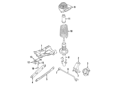 2000 Mercury Cougar Rear Suspension Components, Lower Control Arm, Stabilizer Bar Bushing Bracket Diagram for F7RZ5486A