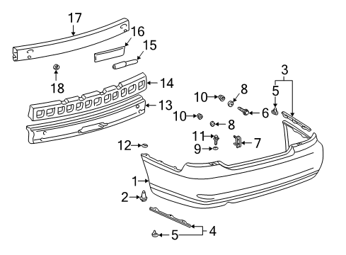 2005 Lexus ES330 Rear Bumper Molding Washer Diagram for 9043005010