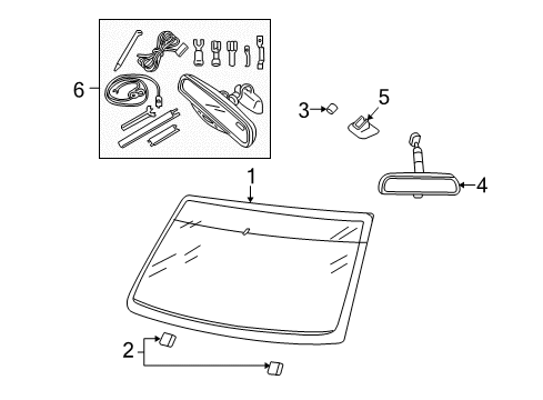 Windshield Glass Mirror Inside Diagram for 6U5Z17700EA