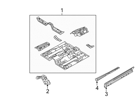 2011 Mercury Milan Floor Front Floor Pan Diagram for 9E5Z5411135A